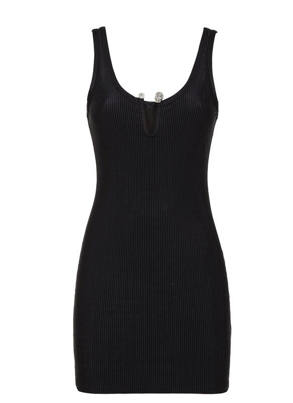 Philipp Plein Pierced Mini Dress in Black
