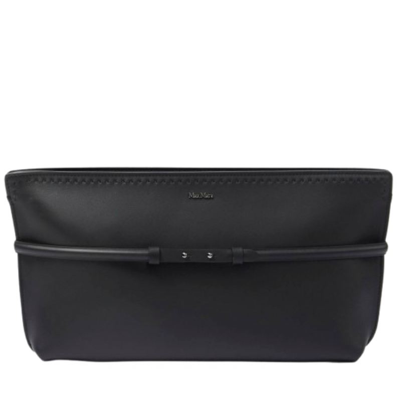 Max Mara Archetipo Leather Clutch in Black
