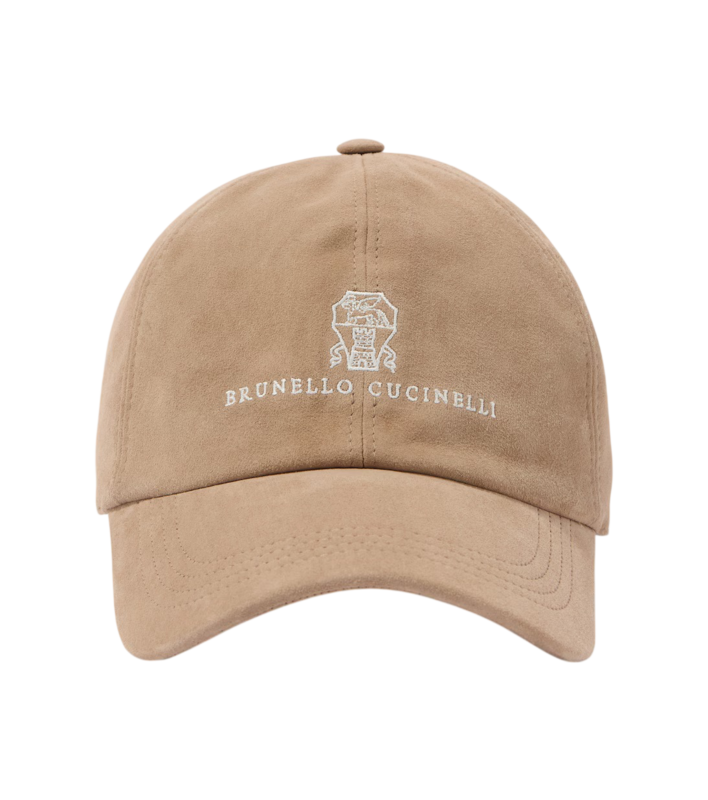 Brunello Cucinelli Men's Natural Logo Suede Baseball Cap