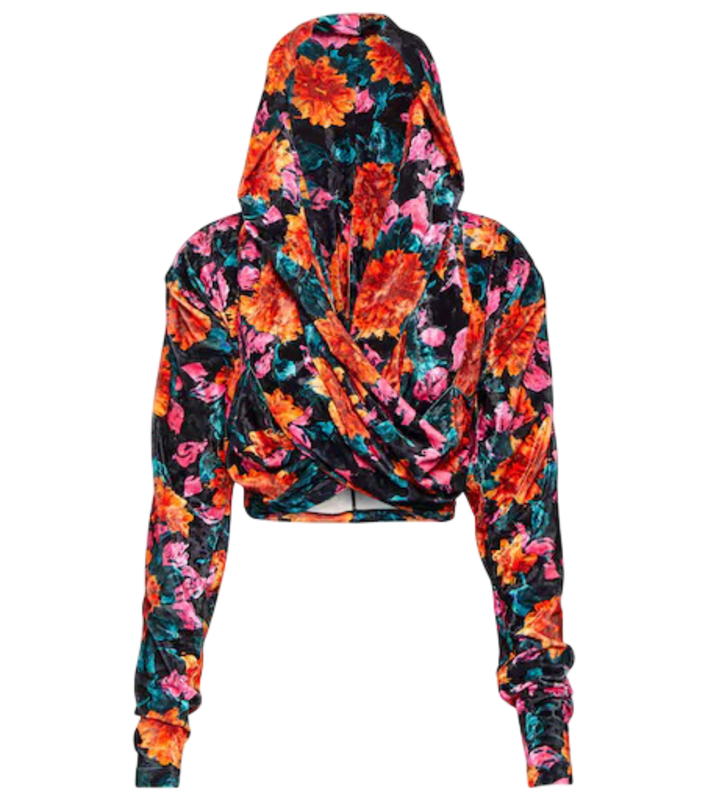 Rotate Floral Hooded Velvet Top