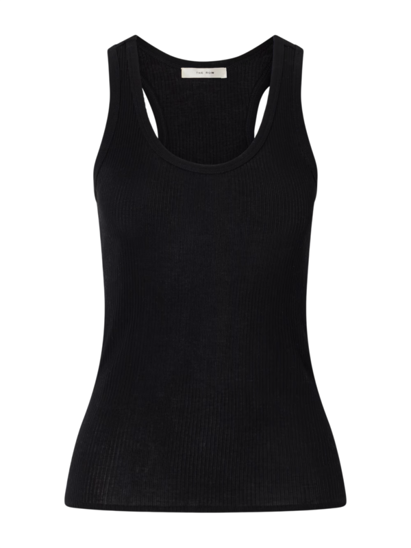 The Row  Cendrea Ribbed-Knit Cotton Tank Top in Black