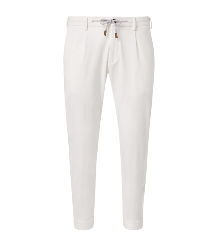 Eleventy White Cotton Blend Drawstring Pants