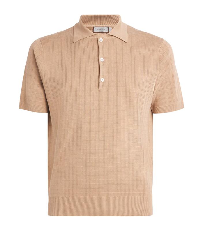 Canali Silk-Cotton Textured Polo Shirt