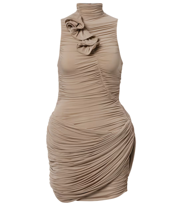 Magda Butrym Floral-Appliqué Ruched Minidress